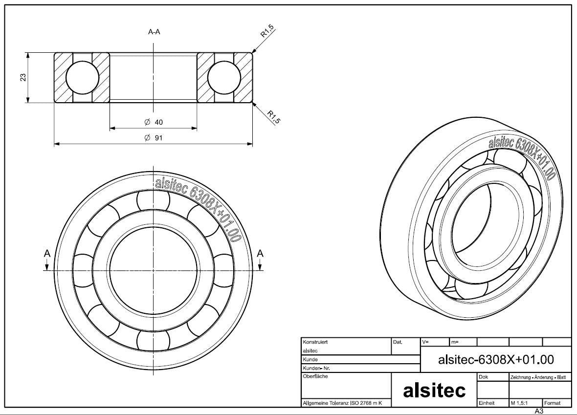 Übermaß Kugellager 6308X+01.00