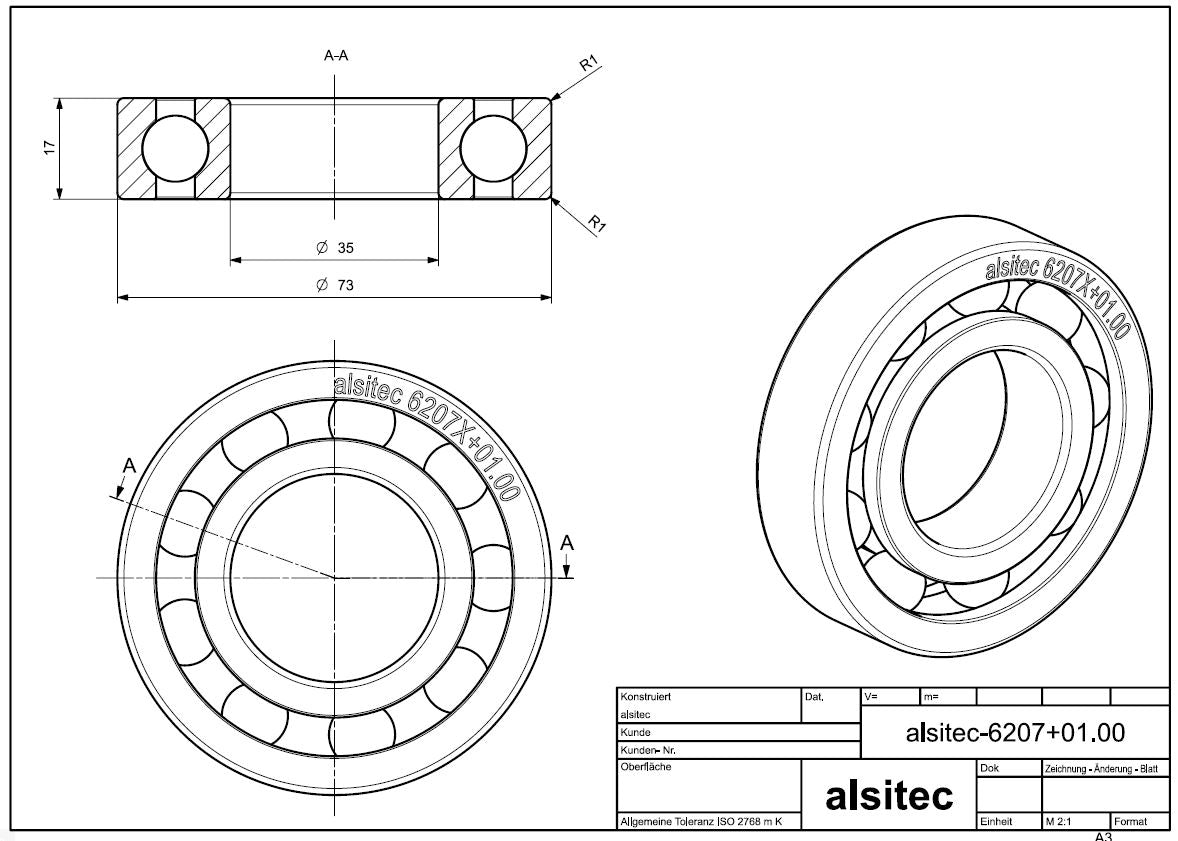 Übermaß Kugellager 6207X+01.00