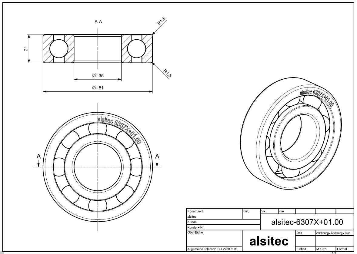 Übermaß Kugellager 6307X+01.00