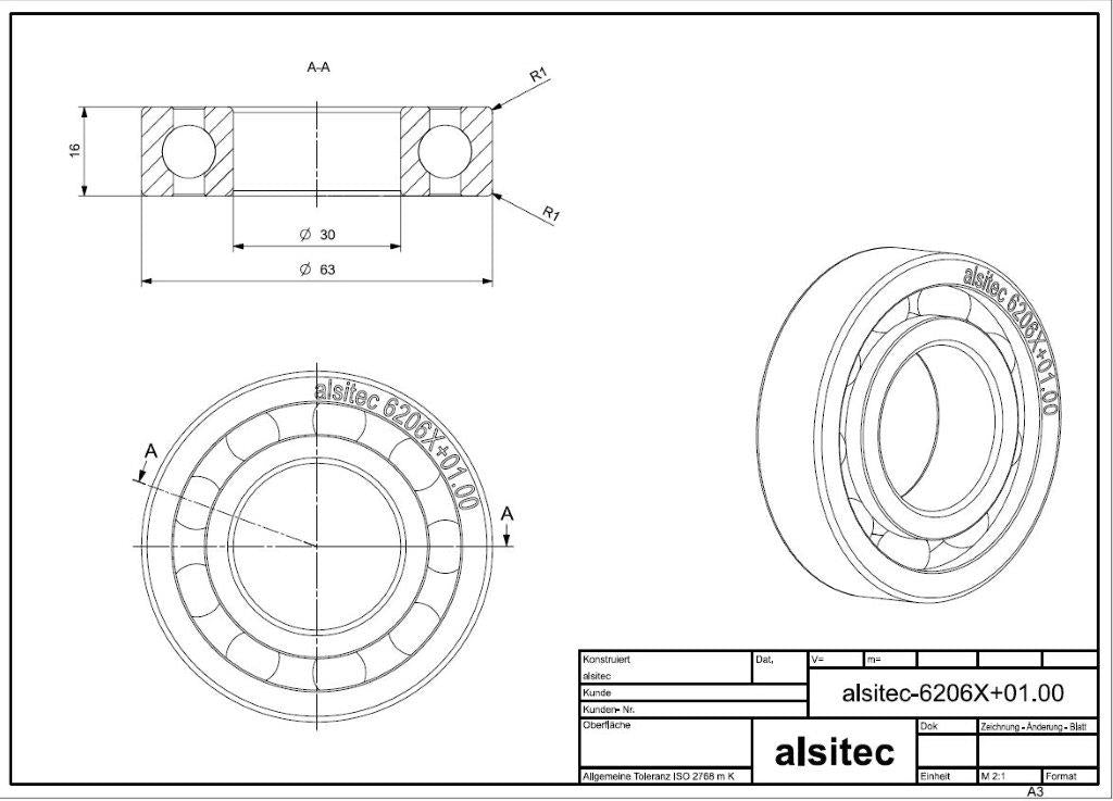 Übermaß Kugellager 6206X+01.00