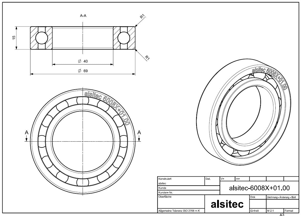 Übermaß Kugellager 6008X+01.00