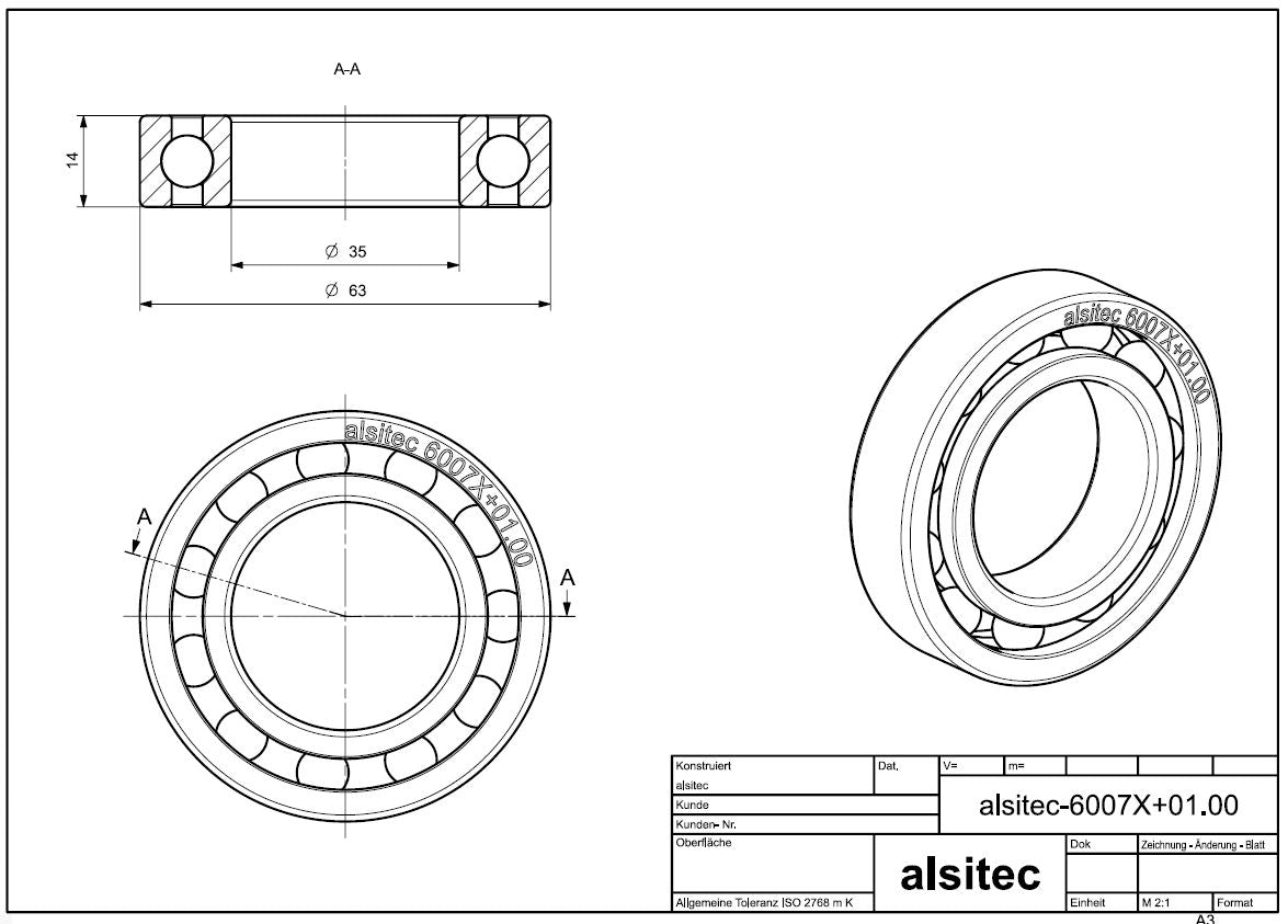 Übermaß Kugellager 6007X+01.00