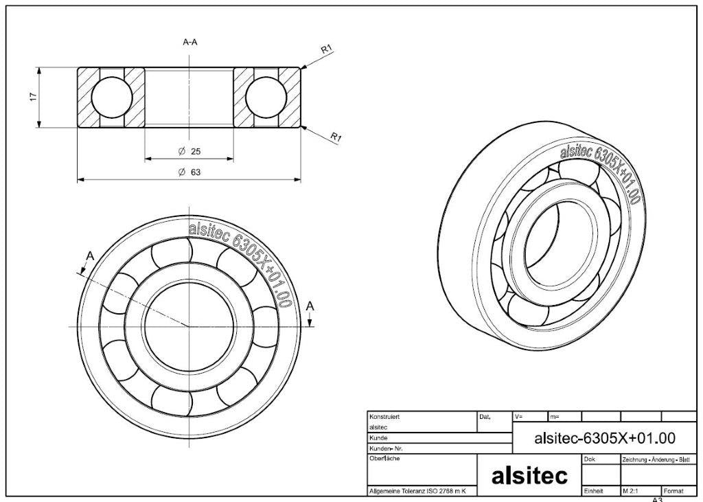 Übermaß Kugellager 6305X+01.00