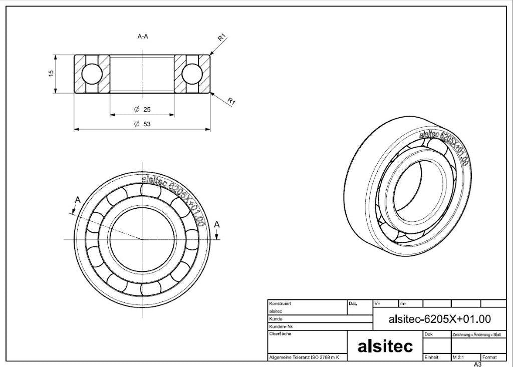 Übermaß Kugellager 6205X+01.00